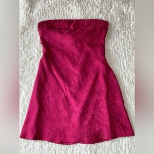 Princess Polly Ramie Strapless Mini Dress Burgundy Low Impact